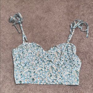 Floral tie strap top with matching scrunchie!